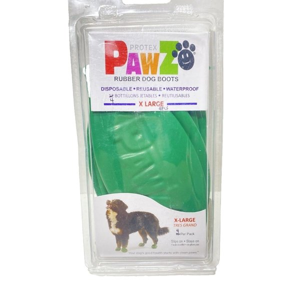 PawZ Green Rubber Dog Boots Waterproof Dog Shoes Size XL, Open Box 4pc!! - Picture 1 of 6